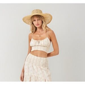 L Space Falling For You Eyelet Top Size M Cropped Sleeveless NWT 99 MSRP Revolve